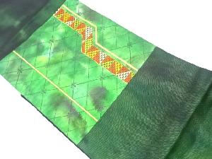 リサイクル　菱に抽象模様織出し名古屋帯